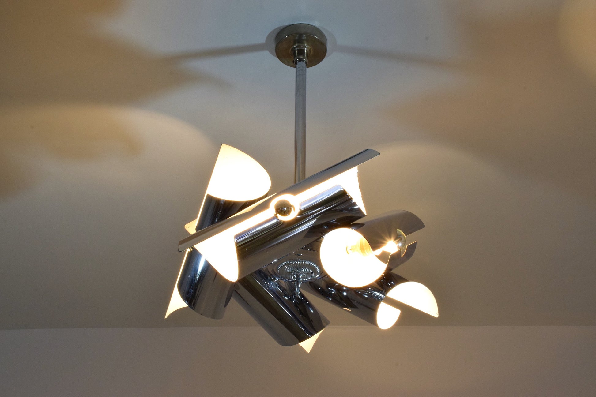 Italian Vintage Tubular Chrome Pendant Light, 1970's - Spirit Gallery 