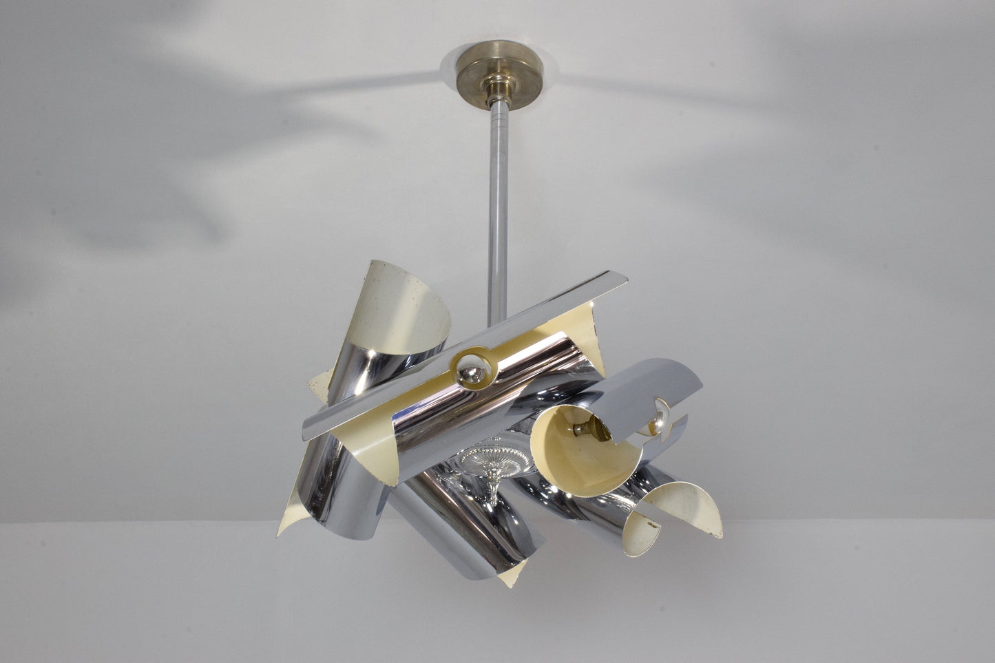 Italian Vintage Tubular Chrome Pendant Light, 1970's - Spirit Gallery 