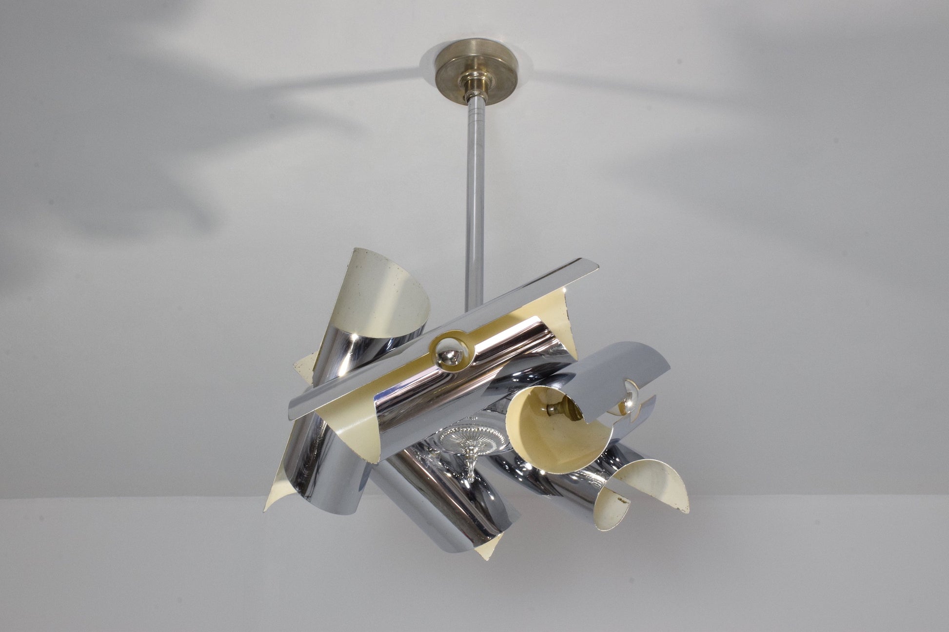 Italian Vintage Tubular Chrome Pendant Light, 1970's - Spirit Gallery 