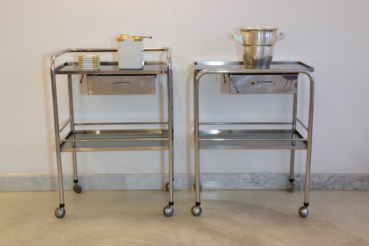 Medical Cart with Glass Shelves and Rollers, 1960's - Spirit Gallery 