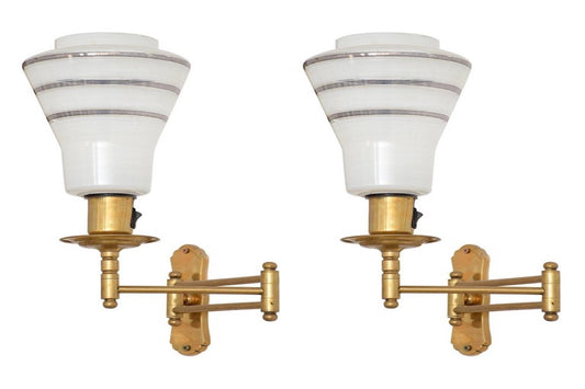 Mid-Century Adjustable Brass Wall Lamps - Spirit Gallery 