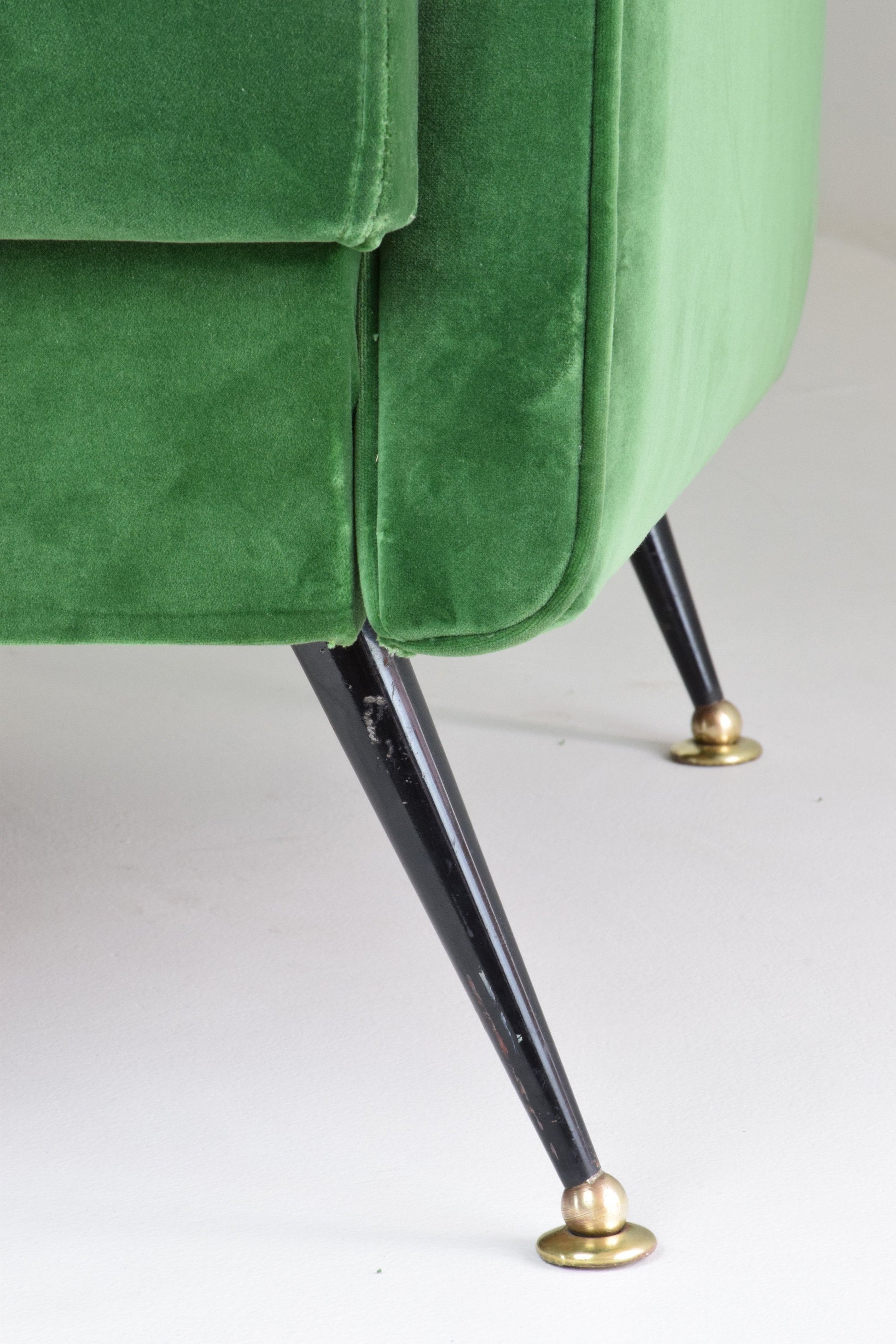 Mid-Century Italian Green Velvet Sofa - Spirit Gallery 