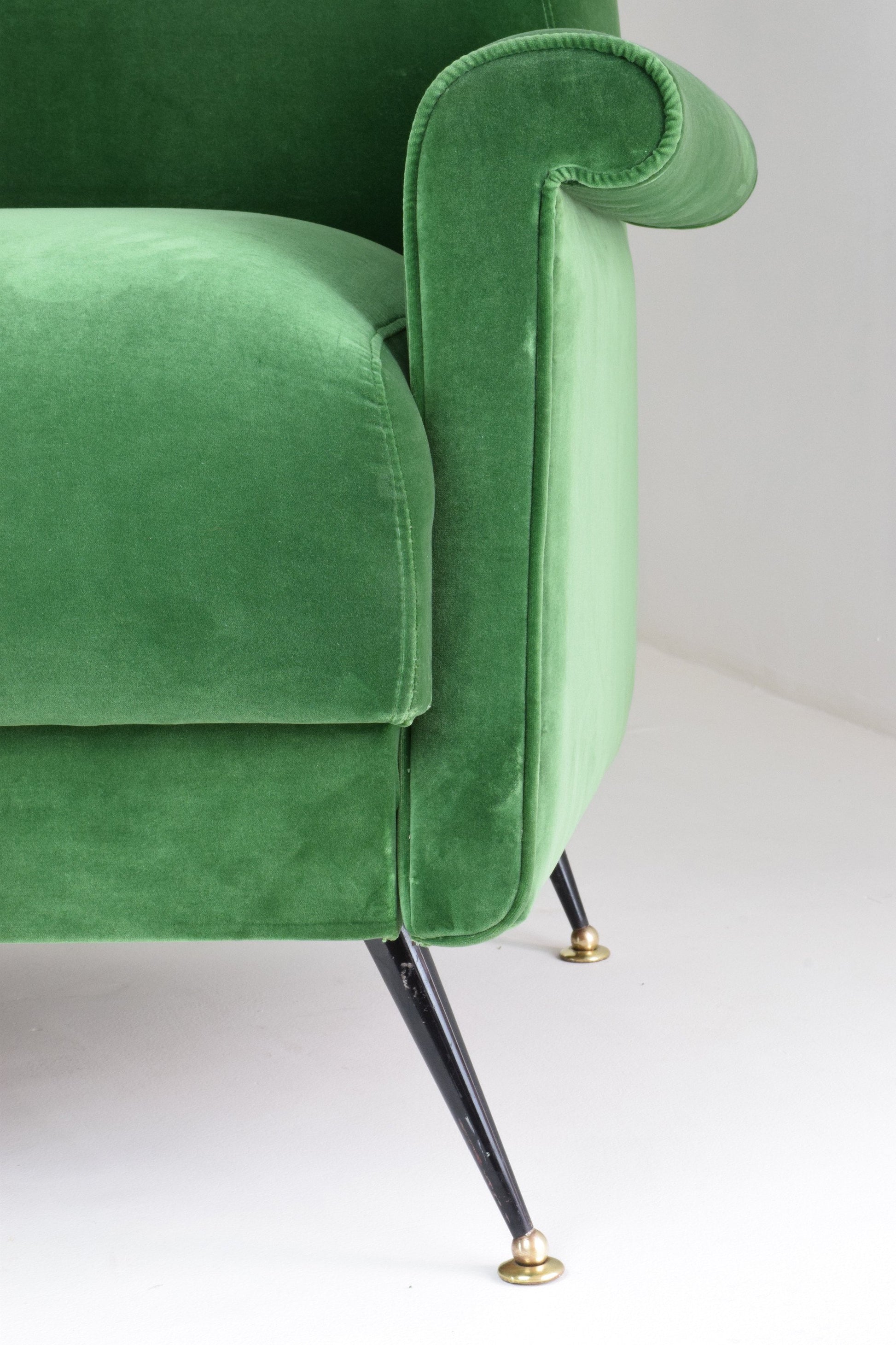 Mid-Century Italian Green Velvet Sofa - Spirit Gallery 