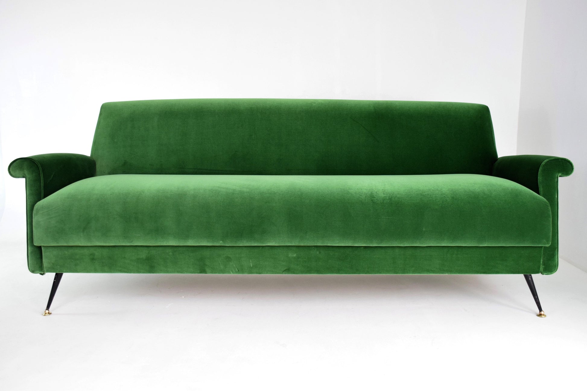 Mid-Century Italian Green Velvet Sofa - Spirit Gallery 