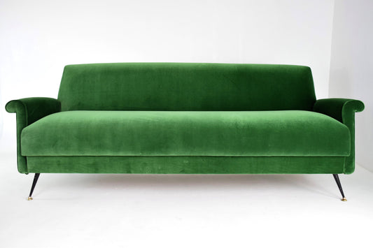 Mid-Century Italian Green Velvet Sofa - Spirit Gallery 