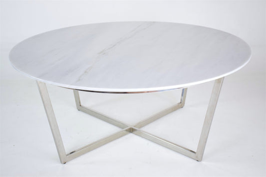 Mid-Century Steel and Marble Coffee Table, France, 1970's - Spirit Gallery 