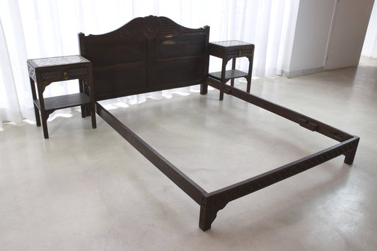 Moorish Vintage Sculpted Bed and Nightstands, 1930's - Spirit Gallery 