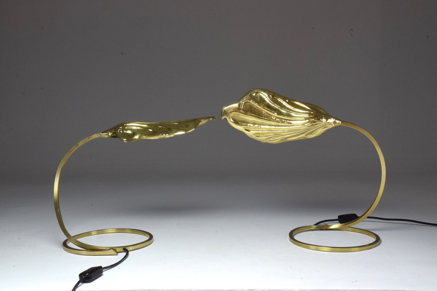 Pair of 20th Century Italian Rhubarb Leaf Table Lamps by Tommaso Barbi, 1970's - Spirit Gallery 