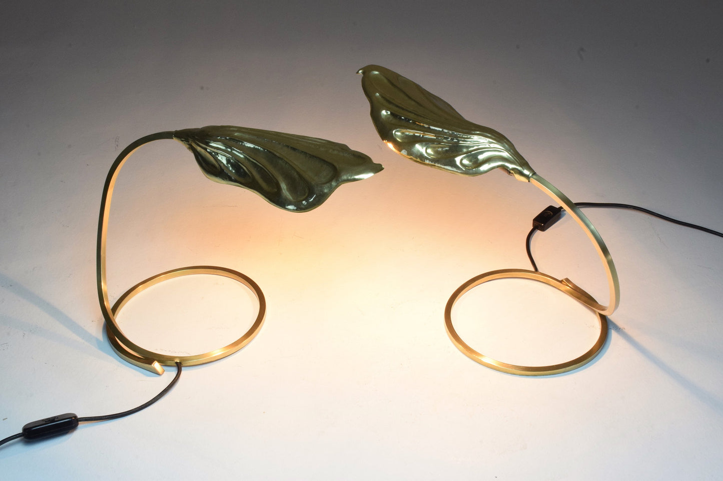 Pair of 20th Century Italian Rhubarb Leaf Table Lamps by Tommaso Barbi, 1970's - Spirit Gallery 