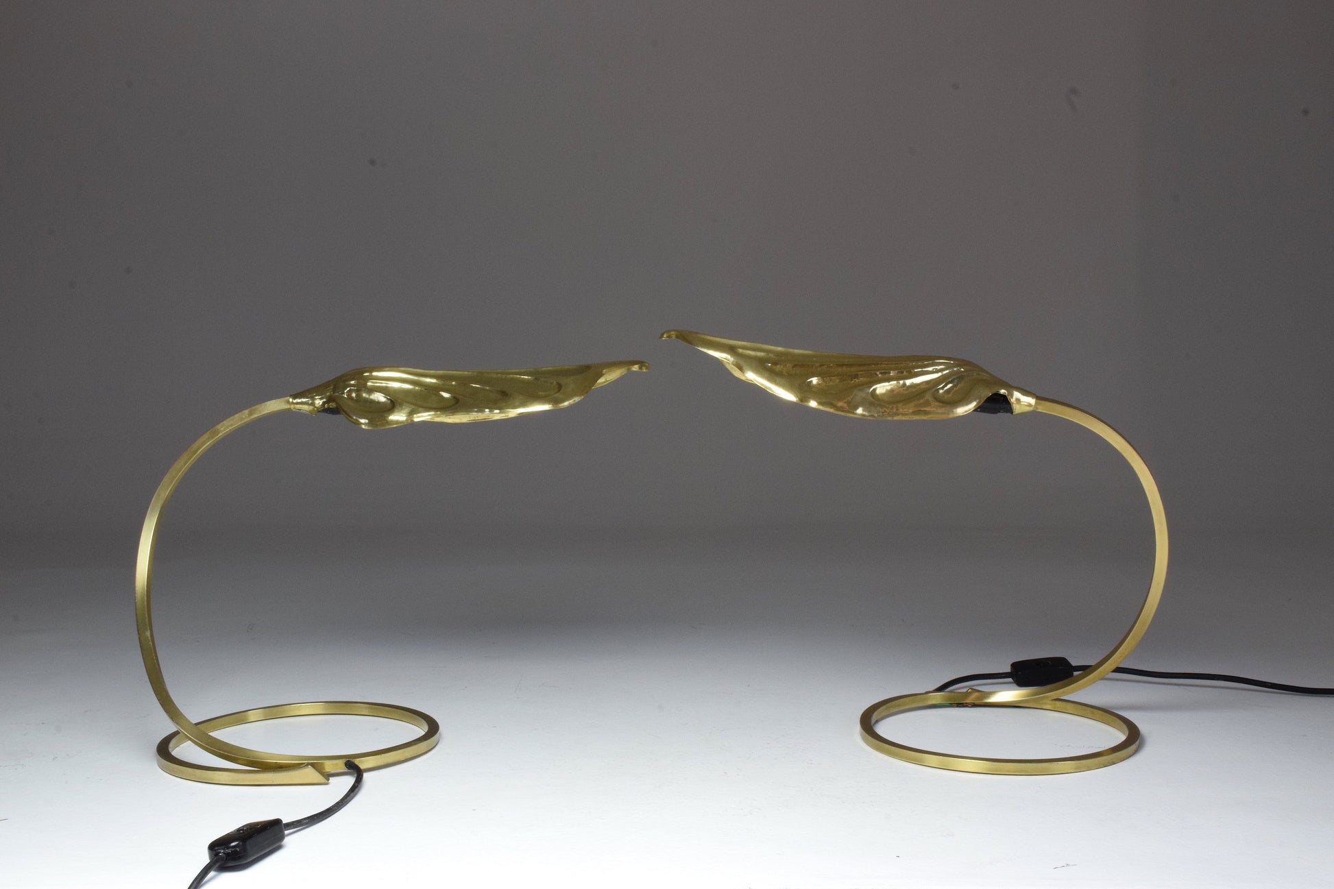 Pair of 20th Century Italian Rhubarb Leaf Table Lamps by Tommaso Barbi, 1970's - Spirit Gallery 