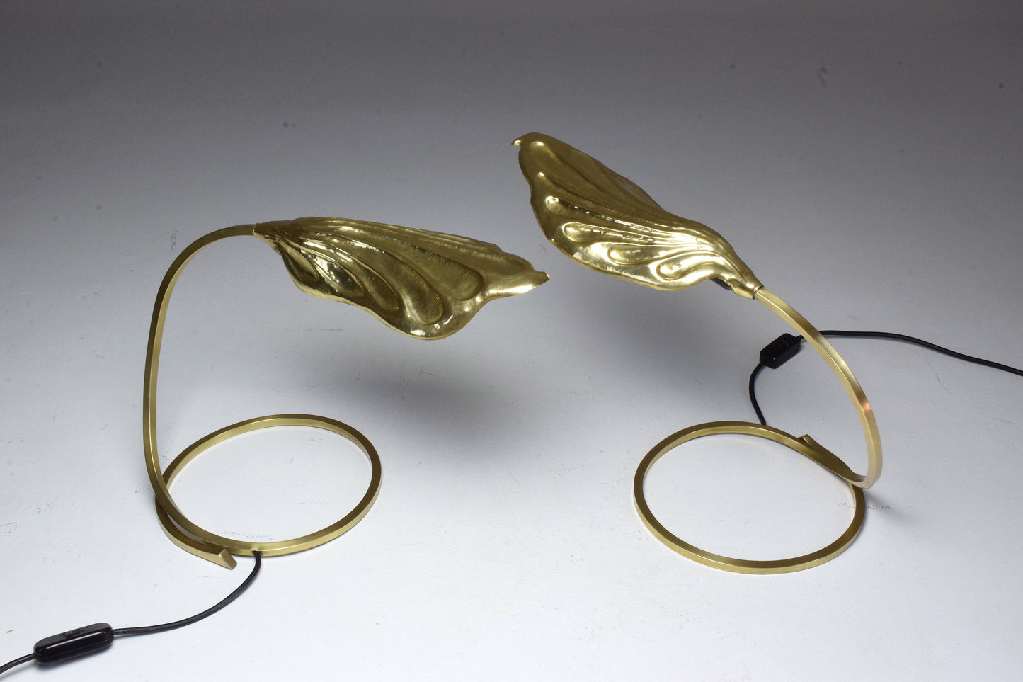 Pair of 20th Century Italian Rhubarb Leaf Table Lamps by Tommaso Barbi, 1970's - Spirit Gallery 