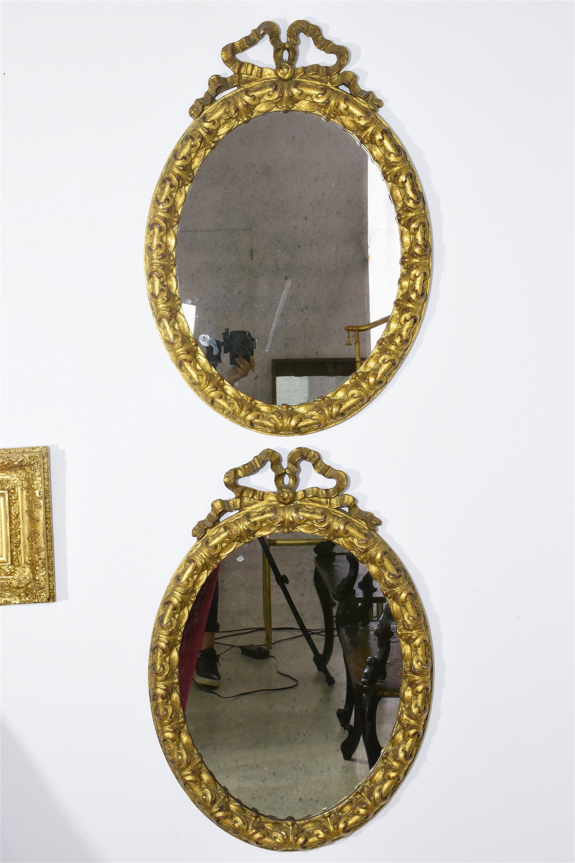 Pair of Antique Italian Giltwood Vanity Mirrors - Spirit Gallery 