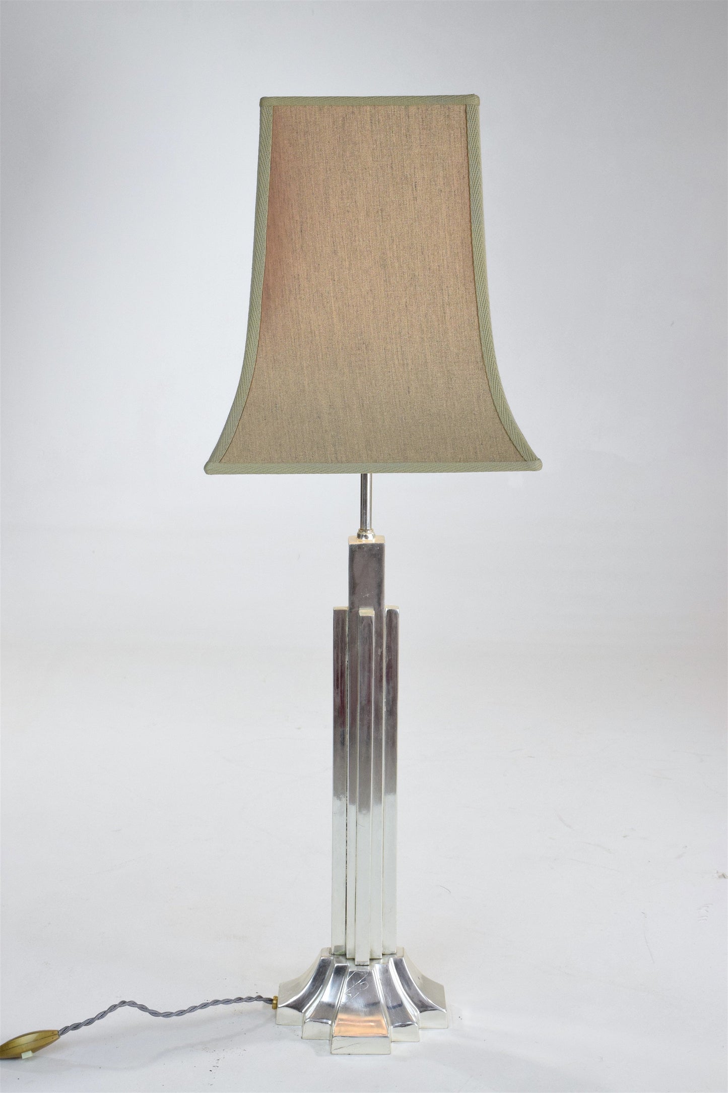 Pair of Art Deco Lamps in Silver Brass, 1930's - Spirit Gallery 