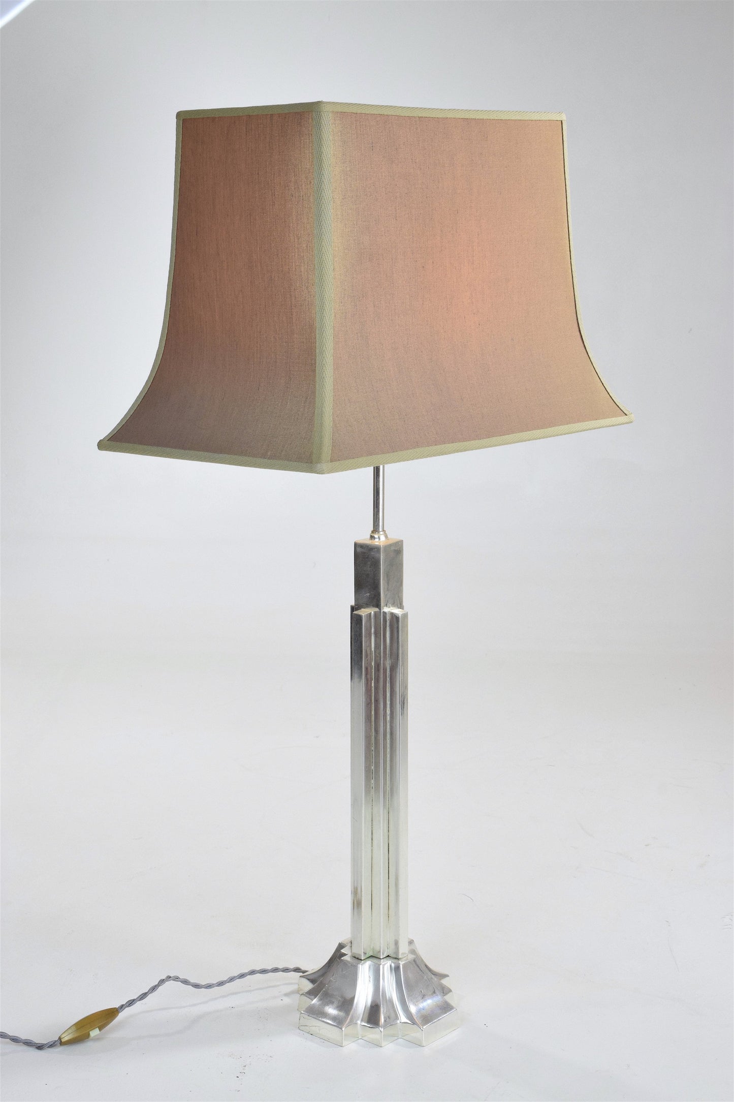 Pair of Art Deco Lamps in Silver Brass, 1930's - Spirit Gallery 