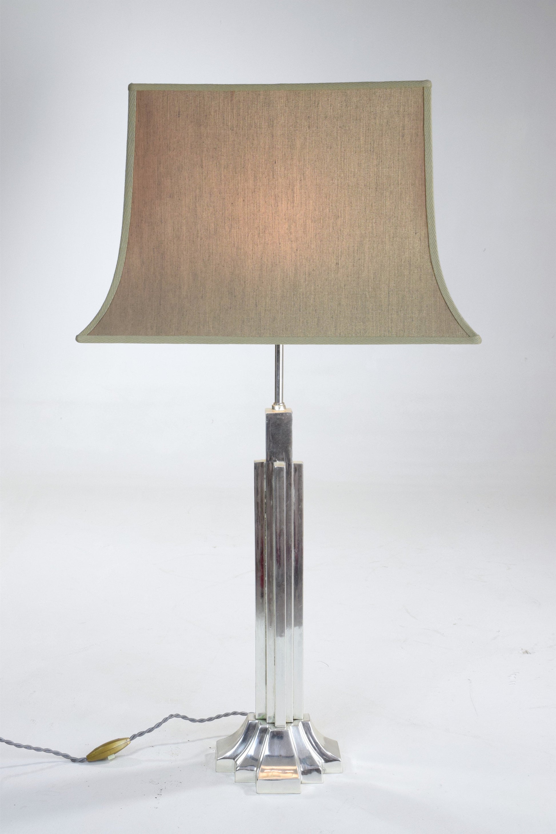 Pair of Art Deco Lamps in Silver Brass, 1930's - Spirit Gallery 