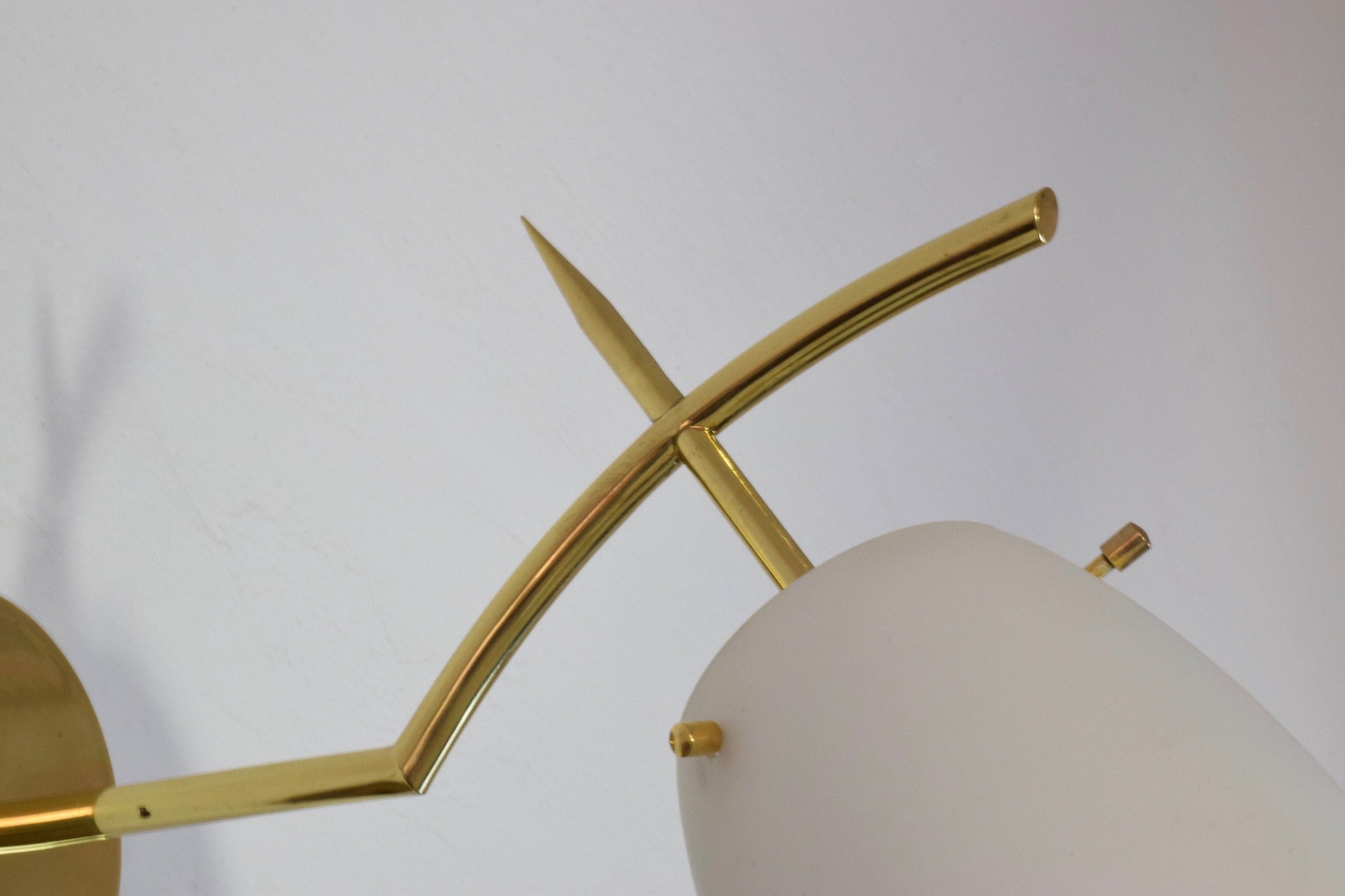Pair of French Midcentury Brass Wall Lights Attributed to Arlus, 1950s - Spirit Gallery 