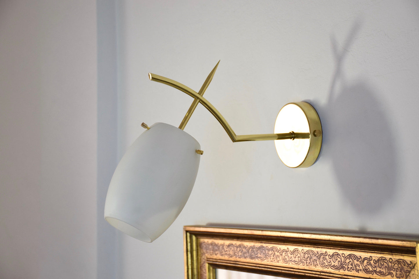 Pair of French Midcentury Brass Wall Lights Attributed to Arlus, 1950s - Spirit Gallery 