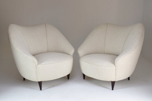 Pair of Italian Mid-Century Armchairs Attributed to Gio Ponti, 1950's - Spirit Gallery 