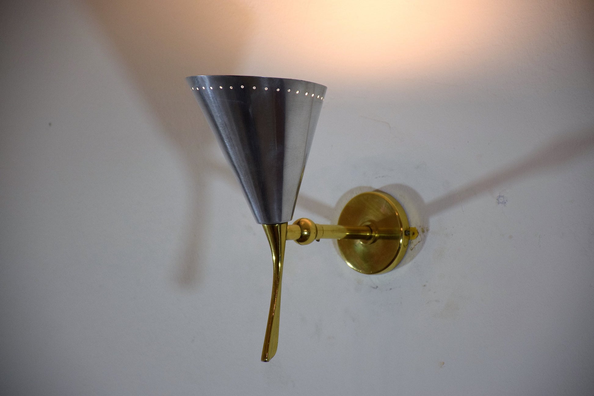 Pair of Italian Mid-Century Brass Sconces, 1950's - Spirit Gallery 