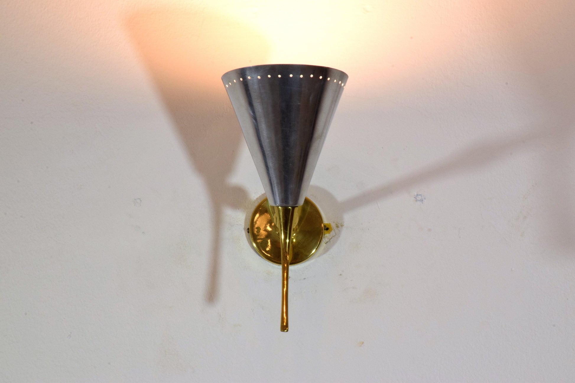 Pair of Italian Mid-Century Brass Sconces, 1950's - Spirit Gallery 