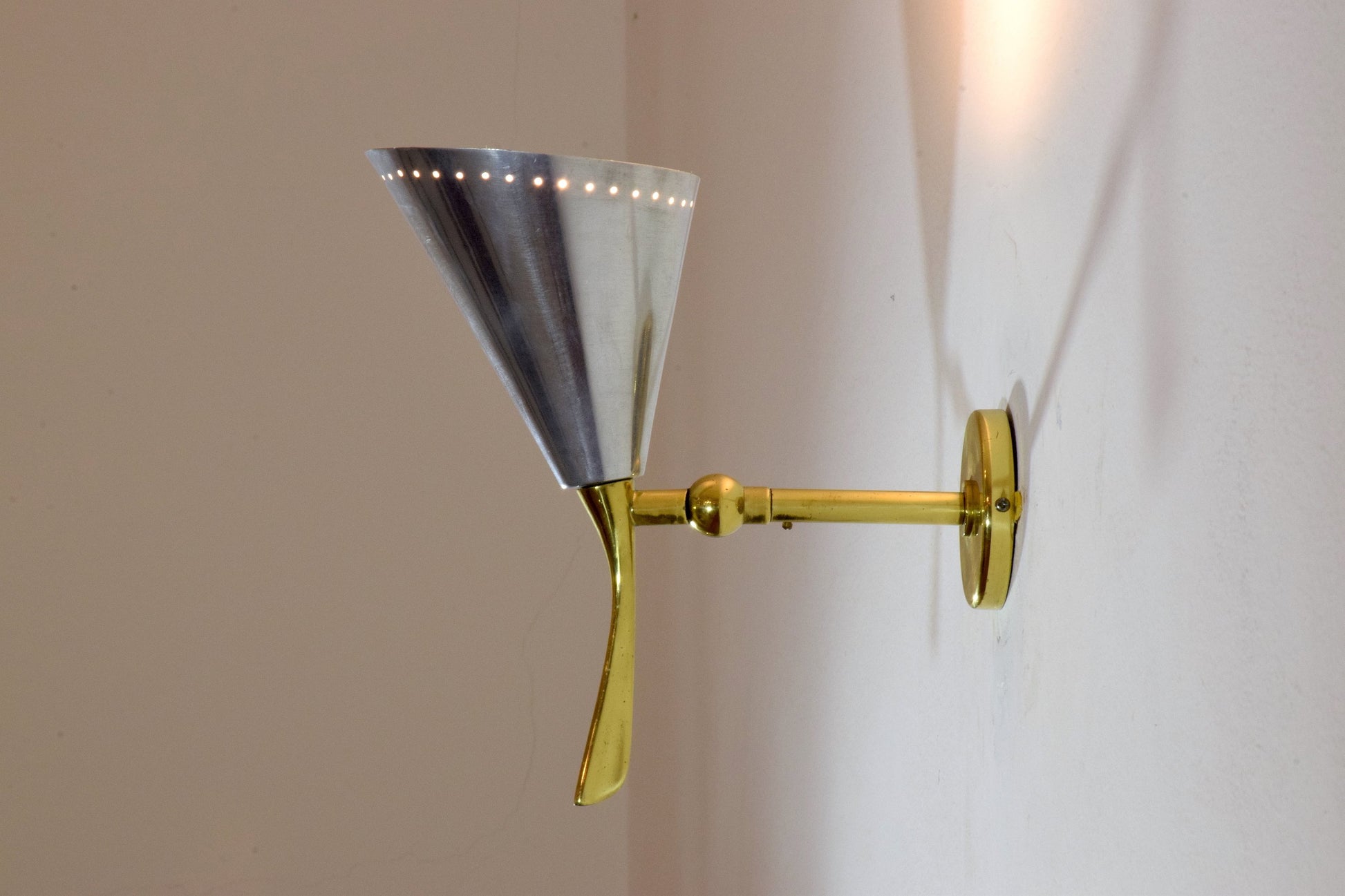 Pair of Italian Mid-Century Brass Sconces, 1950's - Spirit Gallery 