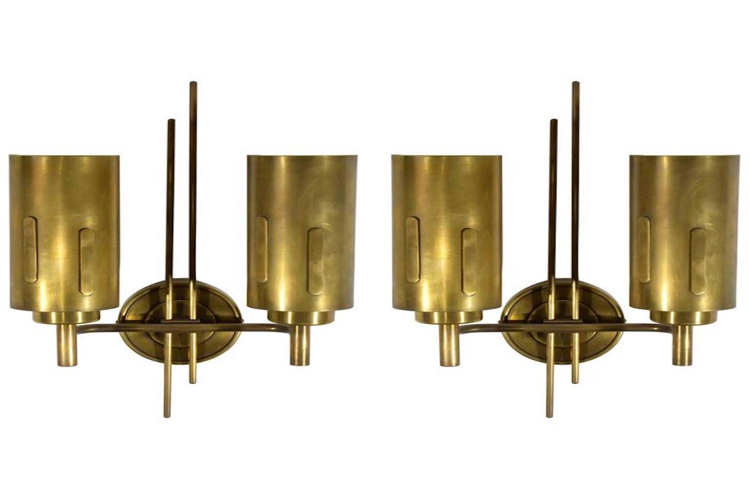 Pair of Italian Mid-Century Brass Sconces, 1950's - Spirit Gallery 
