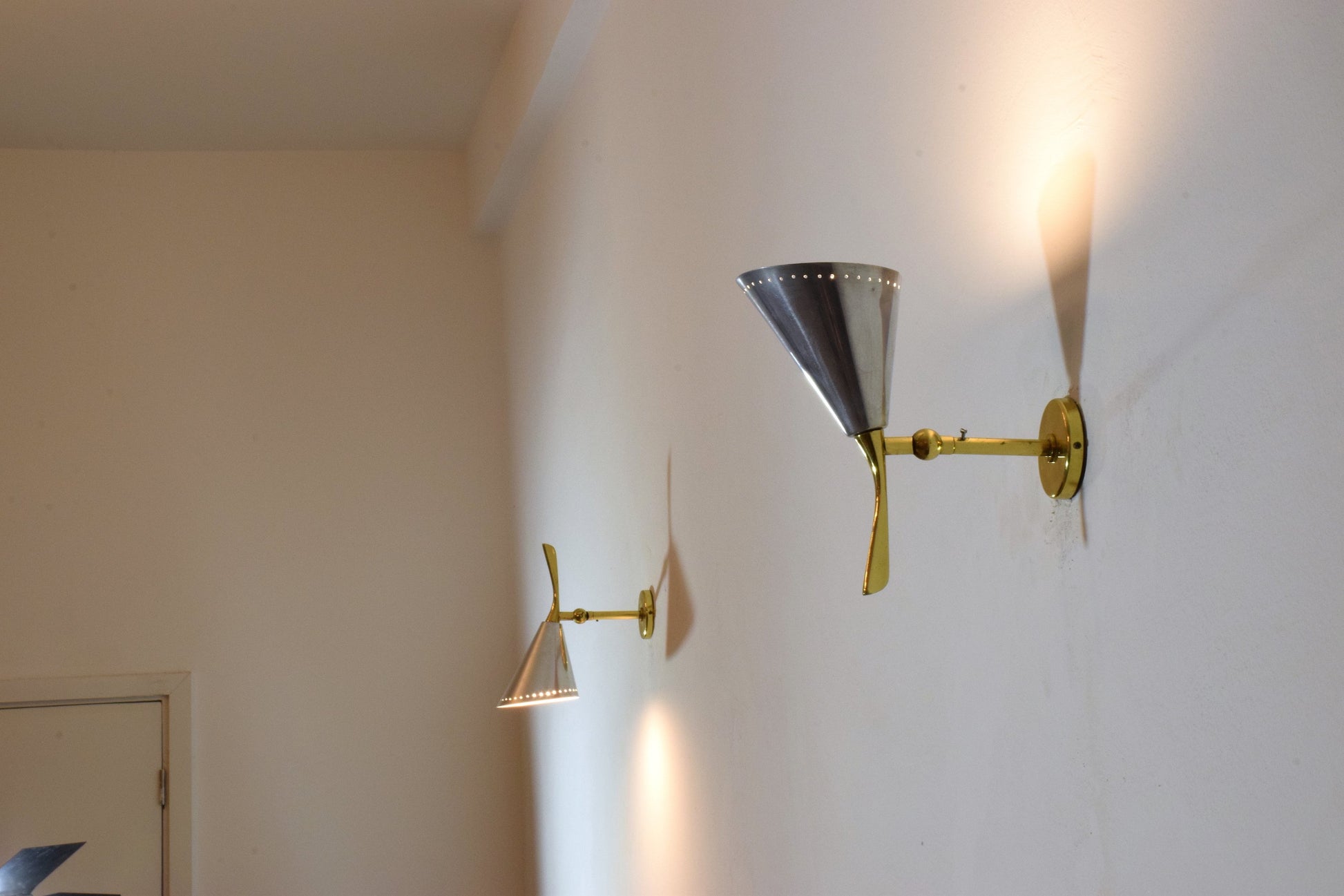 Pair of Italian Mid-Century Brass Sconces, 1950's - Spirit Gallery 