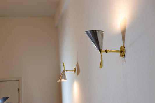Pair of Italian Mid-Century Brass Sconces, 1950's - Spirit Gallery 