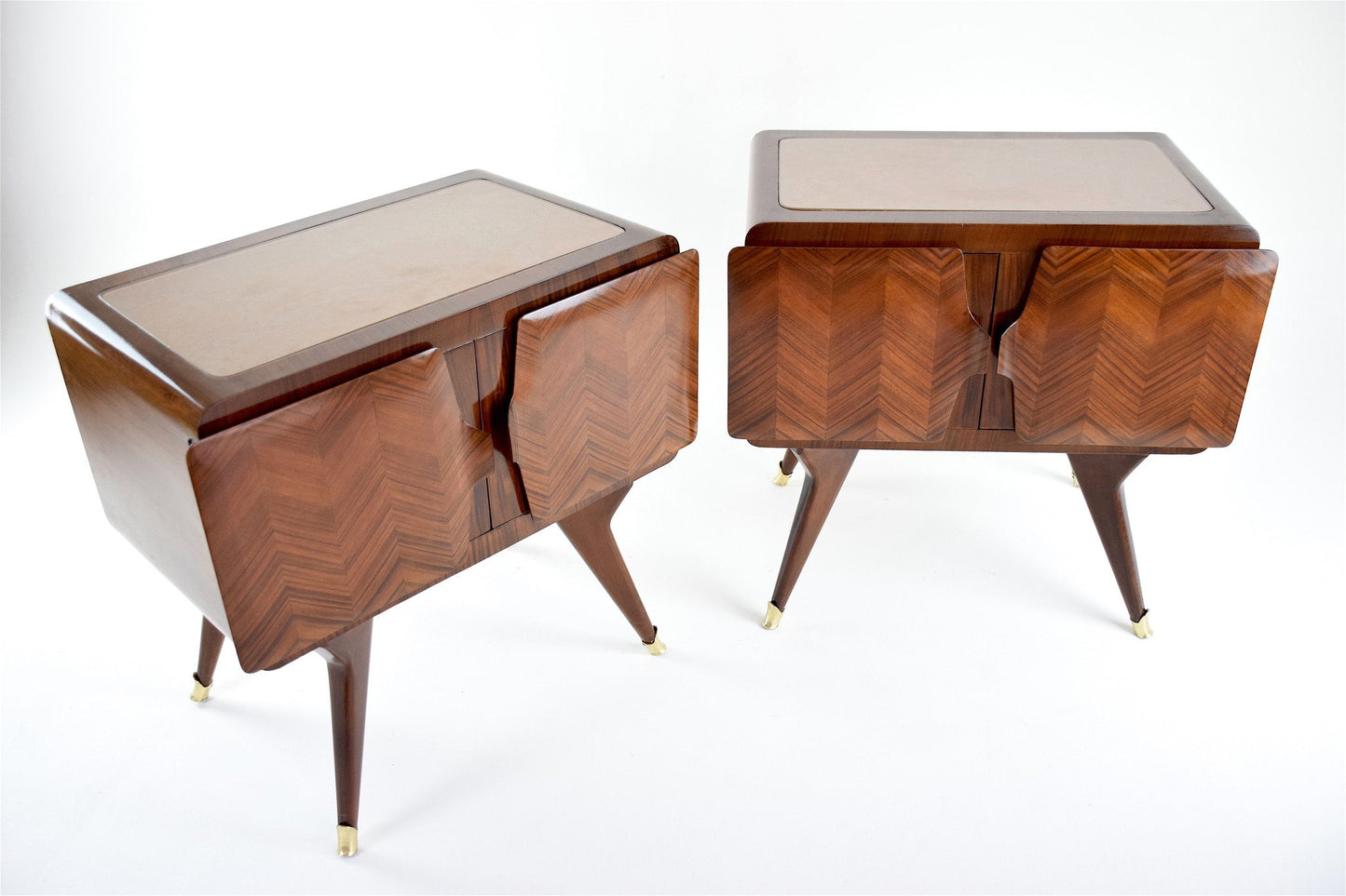 Pair of Italian Rosewood Night Stands In The Style of Vittorio Dassi, 1950's - Spirit Gallery 