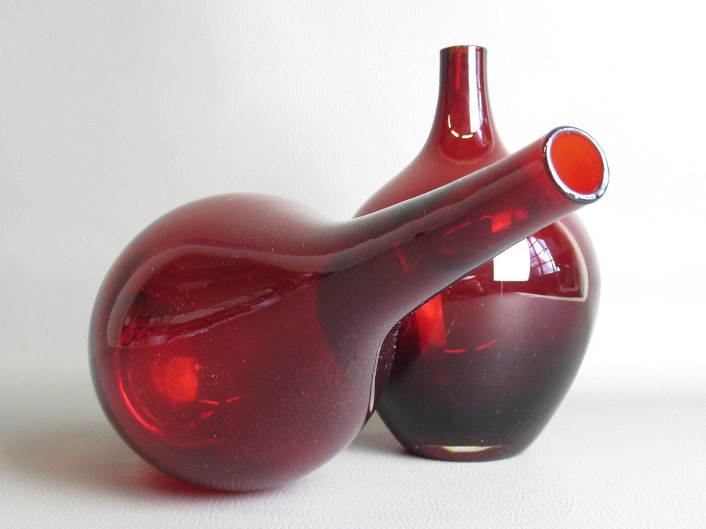 Pair of Italian Vintage Glass Vases, 1970s - Spirit Gallery 