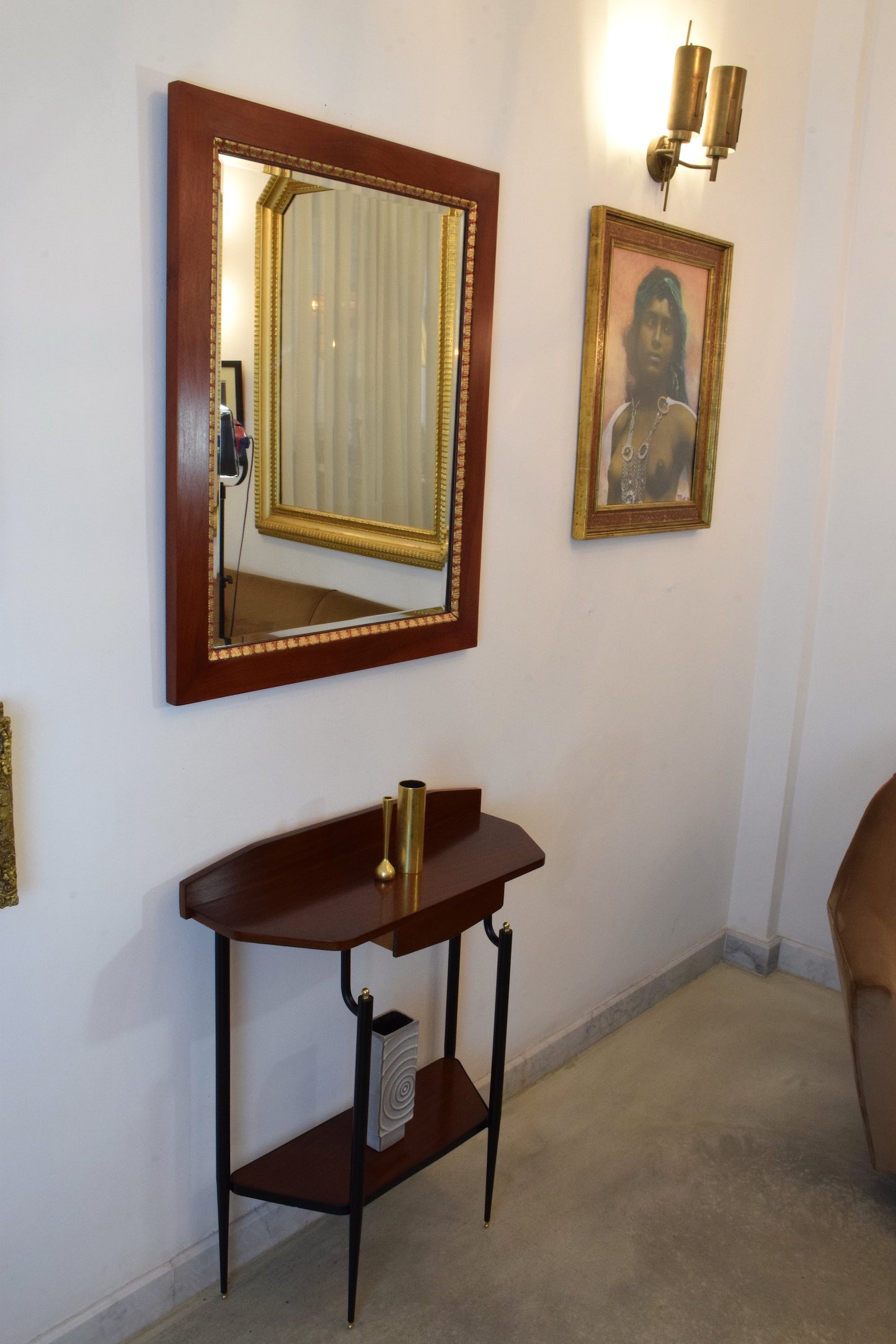 Pair of Italian Vintage Mahogany Gold Leaf Mirrors, 1920s - Spirit Gallery 
