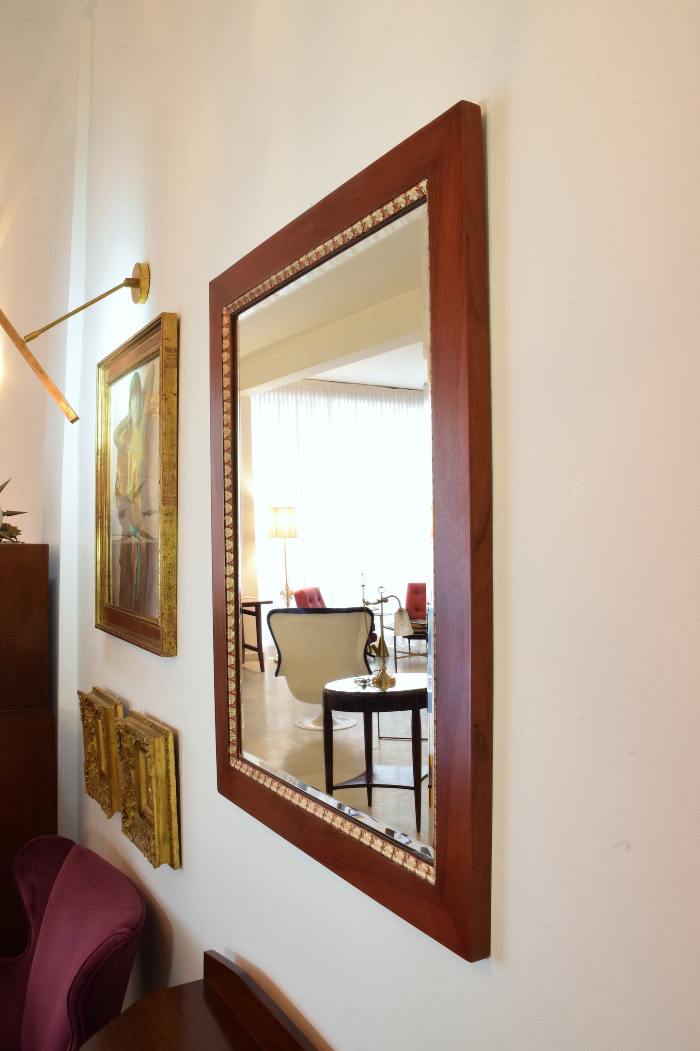 Pair of Italian Vintage Mahogany Gold Leaf Mirrors, 1920s - Spirit Gallery 