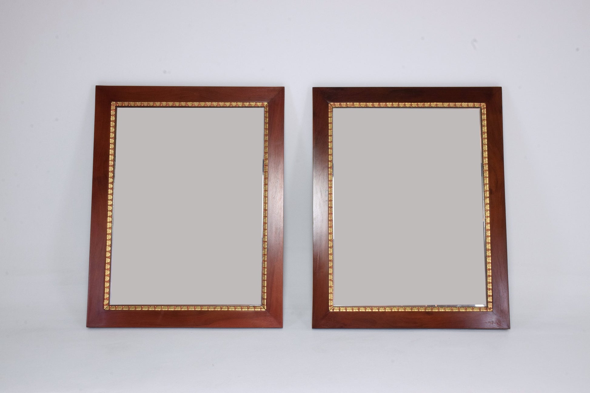 Pair of Italian Vintage Mahogany Gold Leaf Mirrors, 1920s - Spirit Gallery 