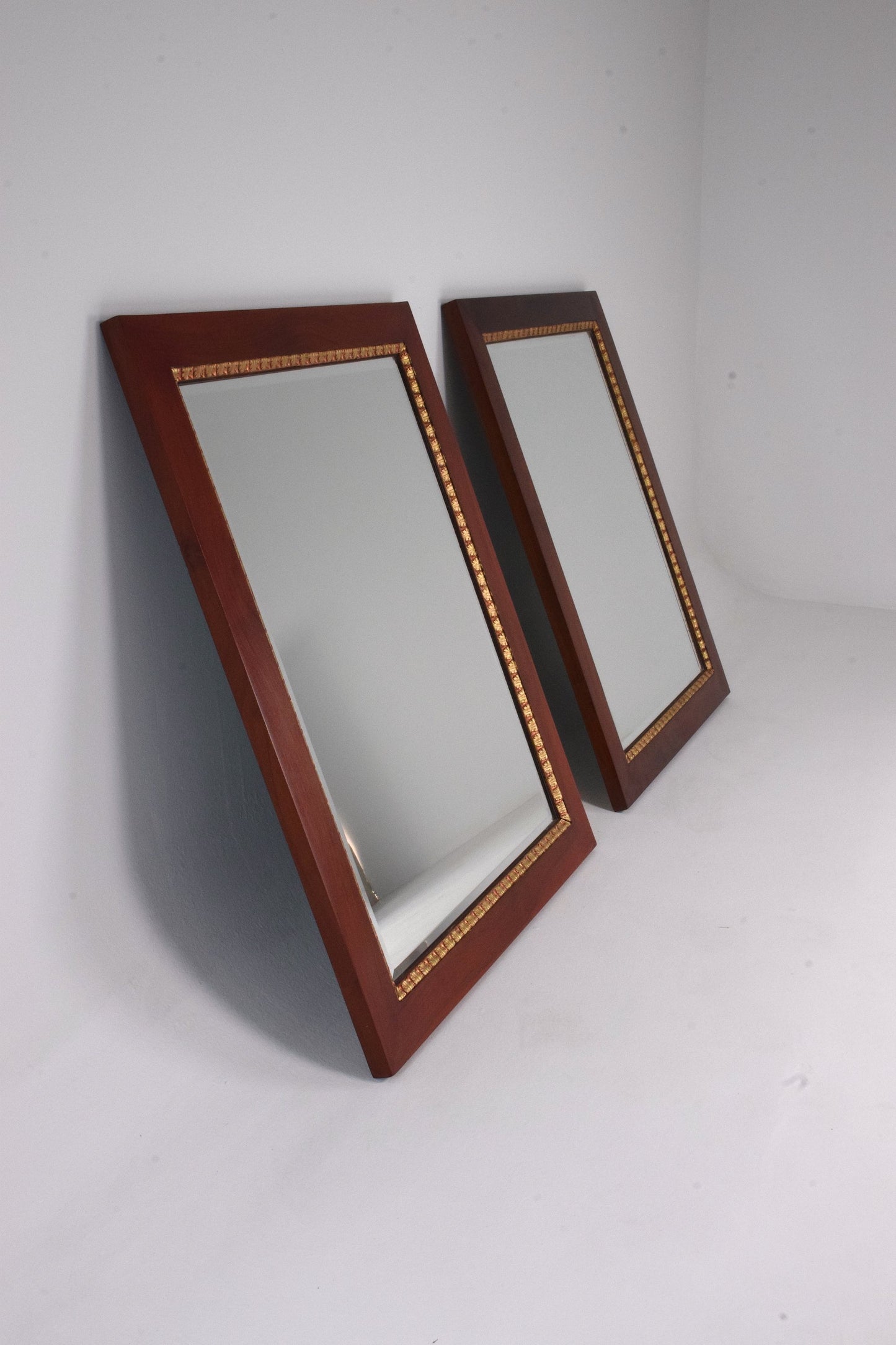 Pair of Italian Vintage Mahogany Gold Leaf Mirrors, 1920s - Spirit Gallery 