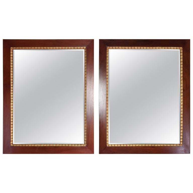 Pair of Italian Vintage Mahogany Gold Leaf Mirrors, 1920s - Spirit Gallery 