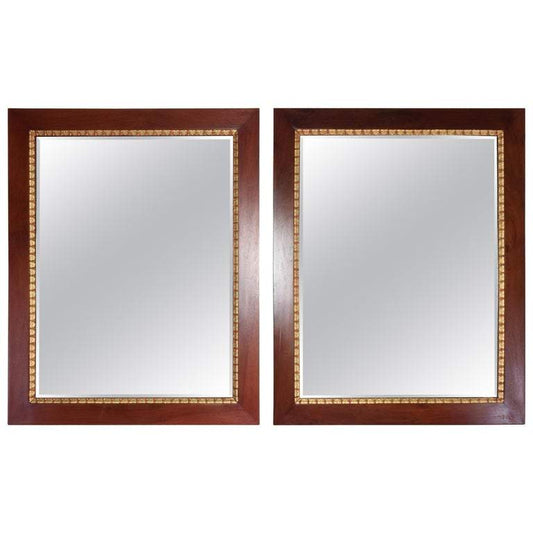 Pair of Italian Vintage Mahogany Gold Leaf Mirrors, 1920s - Spirit Gallery 