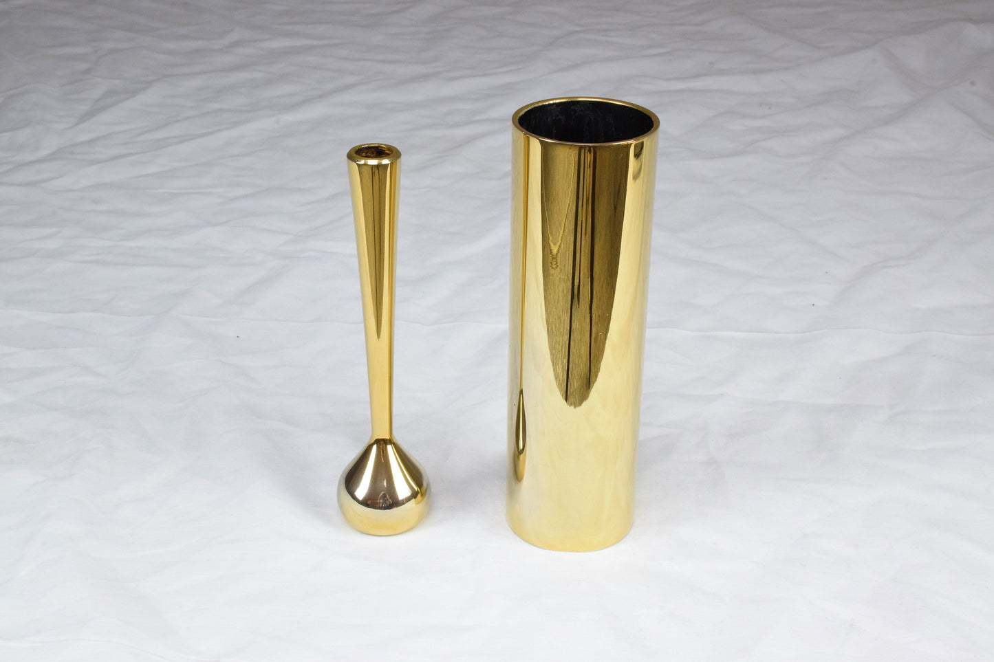 Pair of Mid-Century Danish Gilded Single Flower Vases by Hugo Asmussen, 1960's - Spirit Gallery 