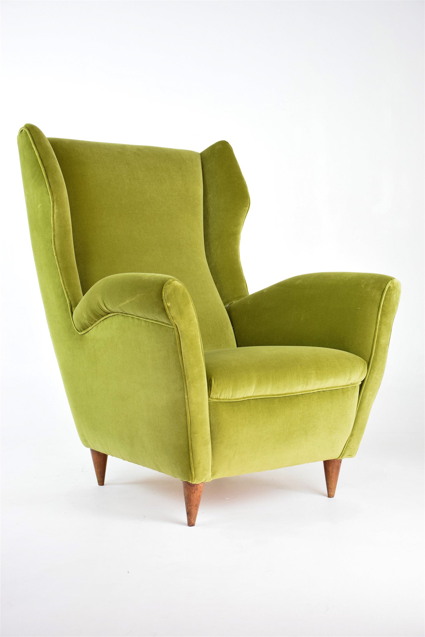 Pair of Mid-Century Italian Green Velvet Wing Armchairs, 1950s - Spirit Gallery 