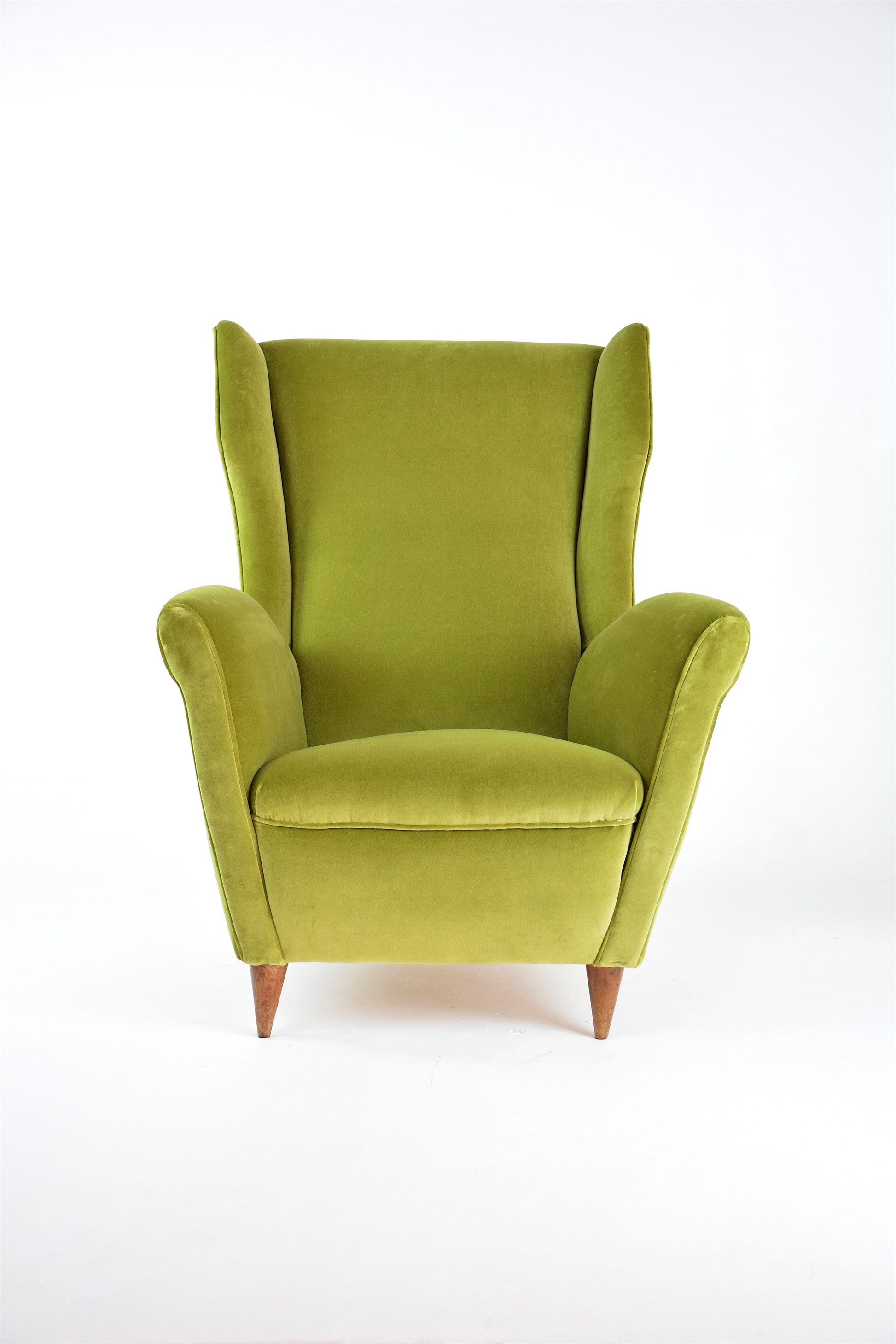 Pair of Mid-Century Italian Green Velvet Wing Armchairs, 1950s - Spirit Gallery 