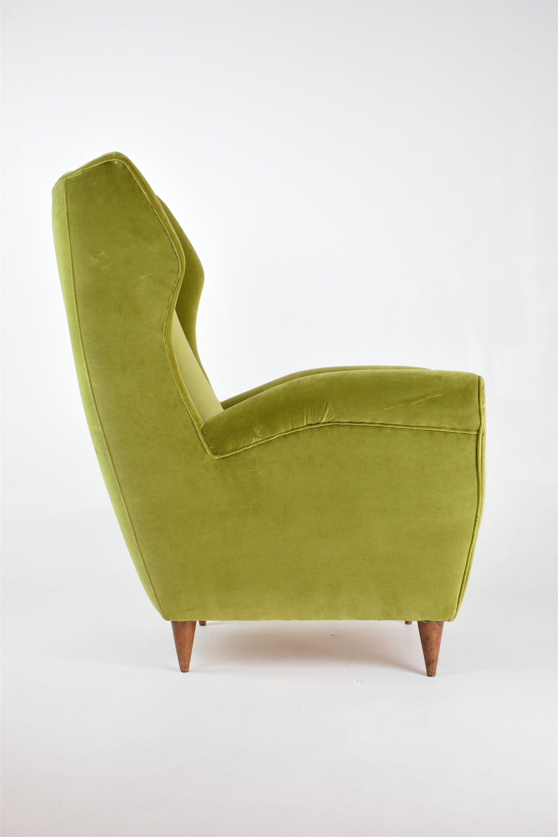 Pair of Mid-Century Italian Green Velvet Wing Armchairs, 1950s - Spirit Gallery 