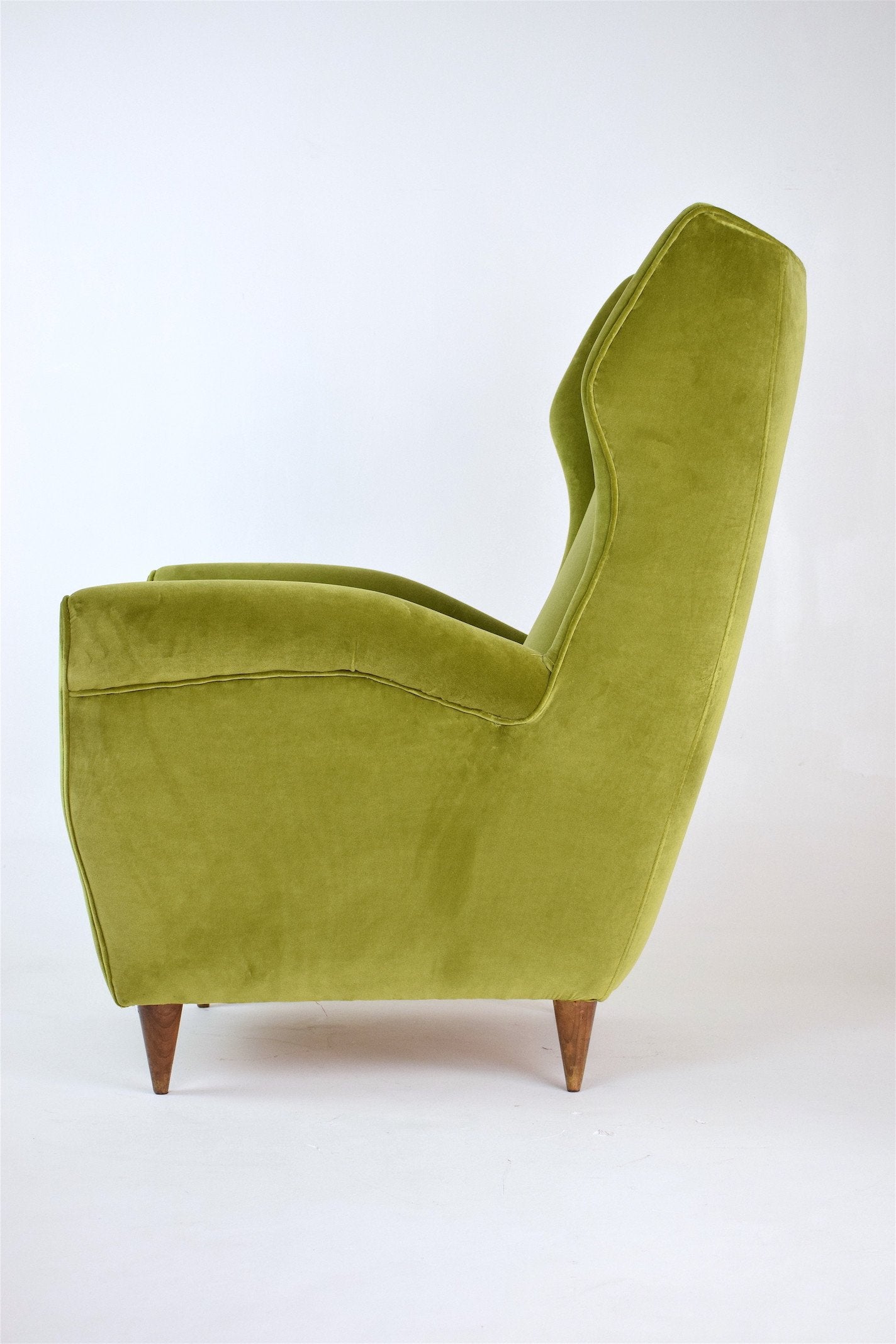 Pair of Mid-Century Italian Green Velvet Wing Armchairs, 1950s - Spirit Gallery 