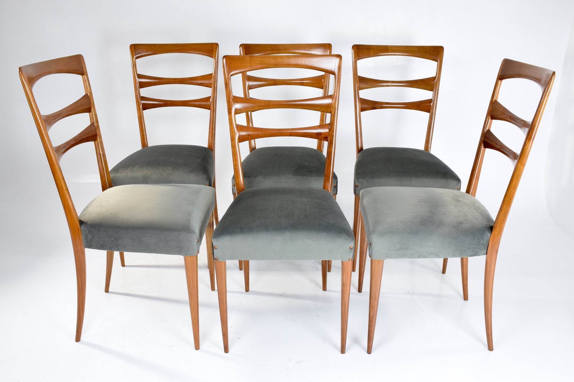 Paolo Buffa Style Italian Dining Chairs, 1950's, Set of 6 - Spirit Gallery 