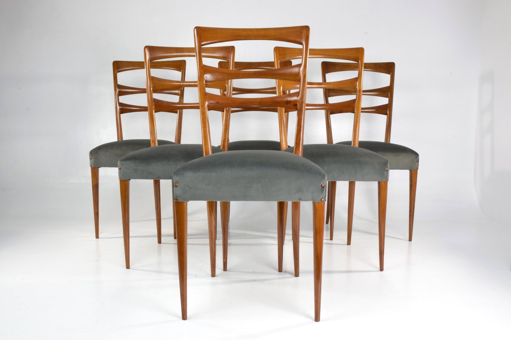 Paolo Buffa Style Italian Dining Chairs, 1950's, Set of 6 - Spirit Gallery 