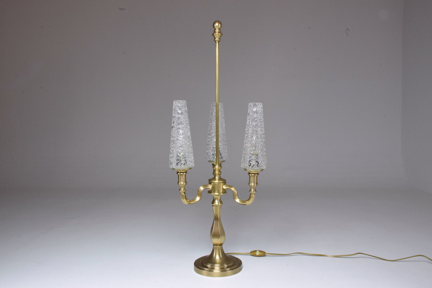 Vintage Three-Light Brass Glass Table Lamp - Spirit Gallery 