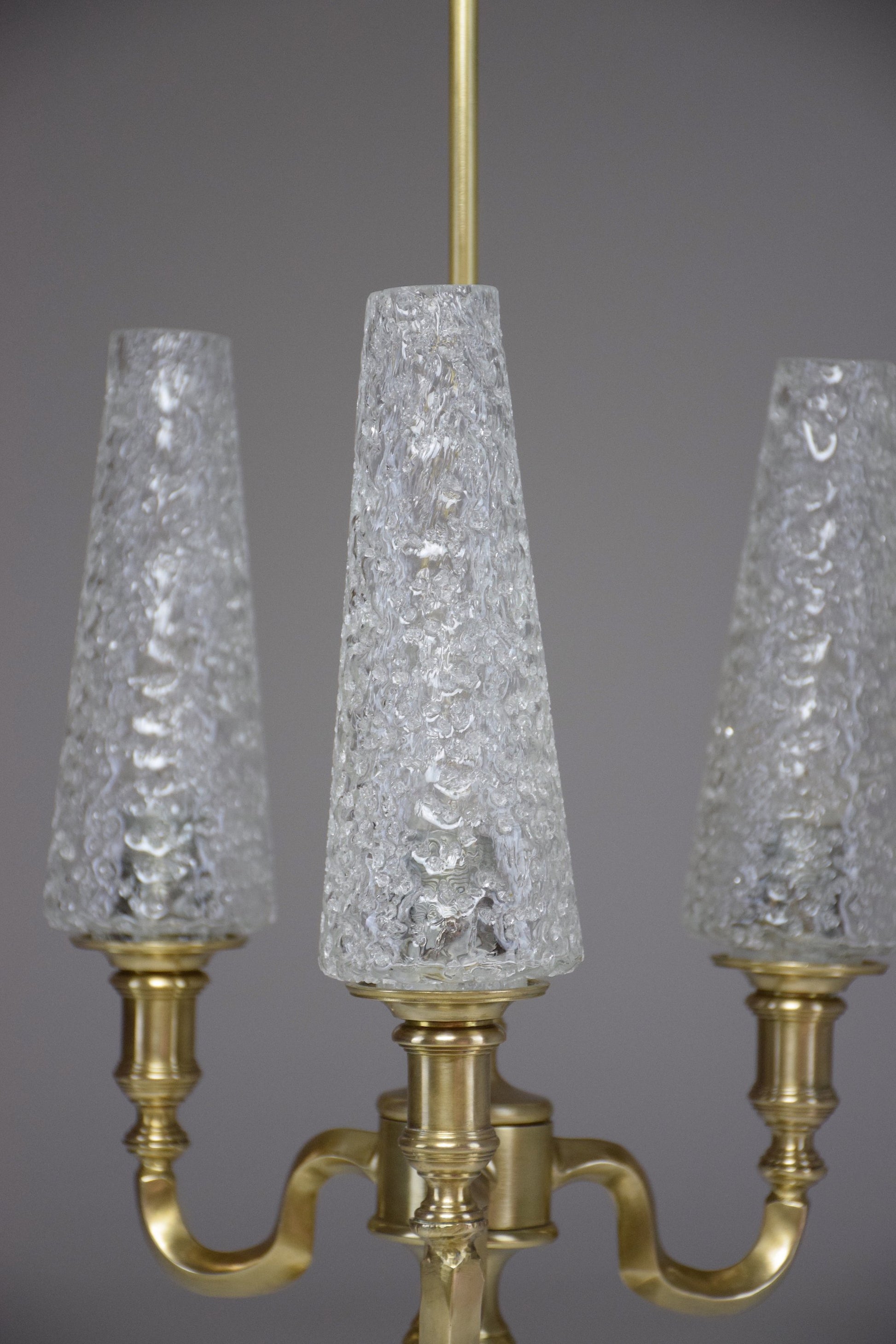 Vintage Three-Light Brass Glass Table Lamp - Spirit Gallery 