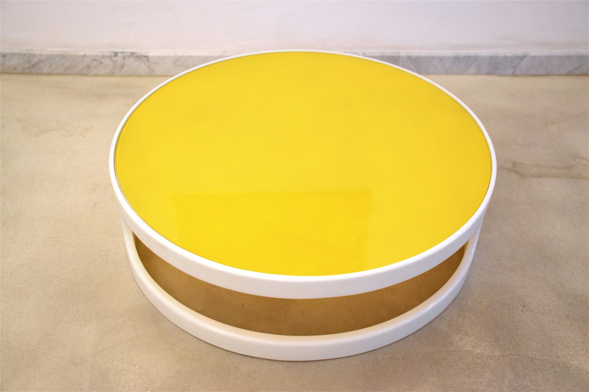 Yellow Glass Coffee Table, France, 1970's - Spirit Gallery 